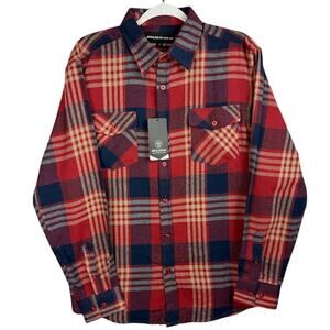 Molokai Surf Co Red Blue Plaid Flannel Button Up Shirt Men’s Small NWT
